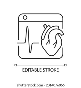 Medical Platforms Linear Icon. Sharing Medical Data Worldwide. Access Healthcare Services. Thin Line Customizable Illustration. Contour Symbol. Vector Isolated Outline Drawing. Editable Stroke