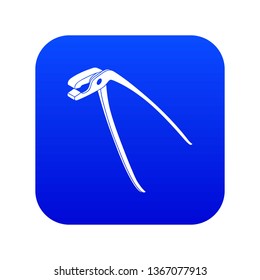 Medical pliers icon blue vector isolated on white background