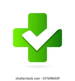 medical plus check logo vector