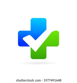 medical plus check logo vector