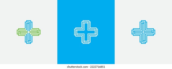 Medical Plus Cross Logo Bundle Set Concept symbol icon sign Design Element. Medicine, Health Care Logotype. Vector illustration template
