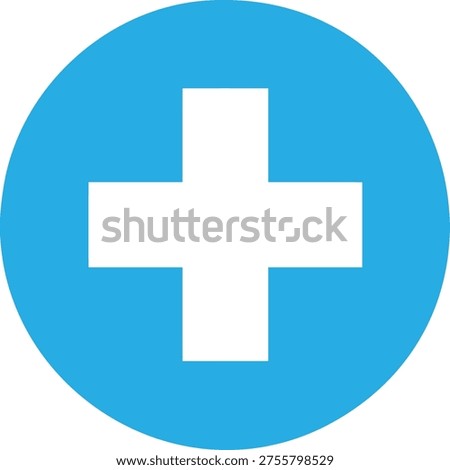 Medical plus sign in blue circle for healthcare and hospital emergency symbol application