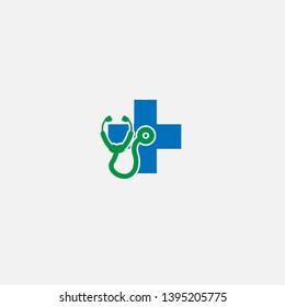 Medical Plus with stethoscope icon logo vector