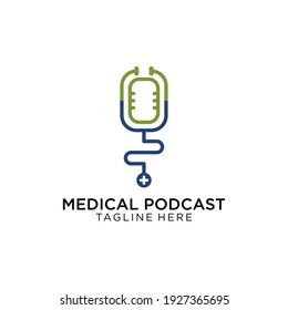 Medical podcast logo design microphone and stethoscope combination