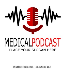 Medical Podcast Logo Design Stethoscope Microphone Stock Vector