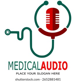 Medical Podcast Logo Design Stethoscope Microphone Stock Vector