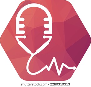 Medical podcast vector logo template. This design use stethoscope symbol. Suitable for health care news.