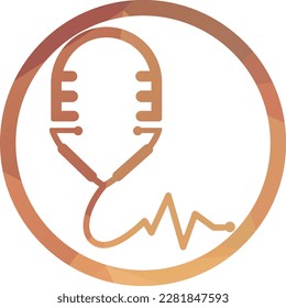Medical podcast vector logo template. This design use stethoscope symbol. Suitable for health care news.