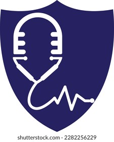 Medical podcast vector logo template. This design use stethoscope symbol. Suitable for health care news.