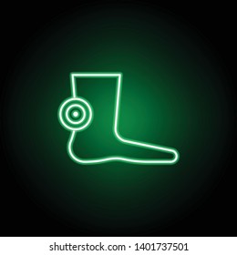 Medical, podiatry icon in neon style. Element of medicine illustration. Signs and symbols icon can be used for web, logo, mobile app, UI, UX on black background