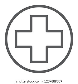 Medical point line icon, medicine and hospital, help point sign, vector graphics, a linear pattern on a white background, eps 10.