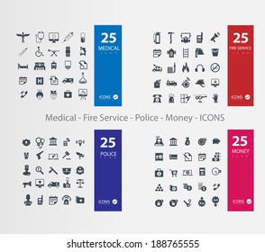 Medical Police Fire Service Money  ICONS