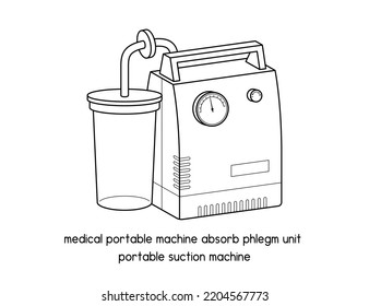 medical portable machine absorb phlegm diagram for experiment setup lab outline vector illustration