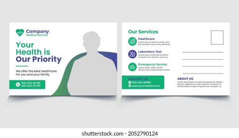 Medical Post card Design, set template design for social media