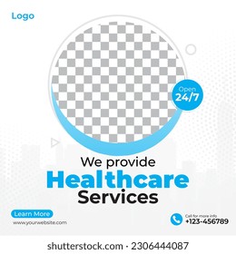 Medical post template design, square flyer health banner