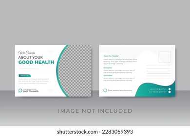 Medical postcard design template with gradient colors