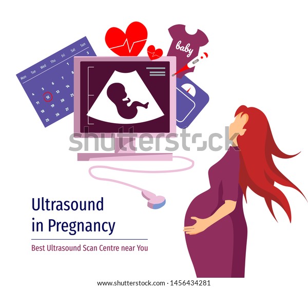 Medical Poster Banner Ultrasound Diagnostic Sonogram Stock Vector Royalty Free 1456434281