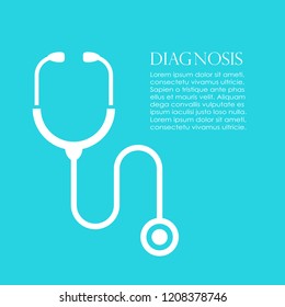 Medical poster design with stethoscope, vector illustration on blue background