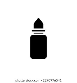 Icono médico de la botella de Povidona-yodo en modo de relleno negro. Icono de medicina antiséptica líquida de herida externa. Ilustración vectorial en estilo moderno. Recursos gráficos editables para muchos fines. 