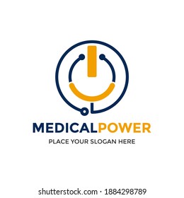 Medical power vector logo template. This design use stethoscope symbol. Suitable for technology.