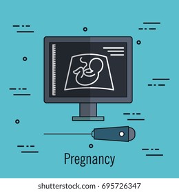 medical pregnancy ultrasound diagnostic machine with embryo on screen