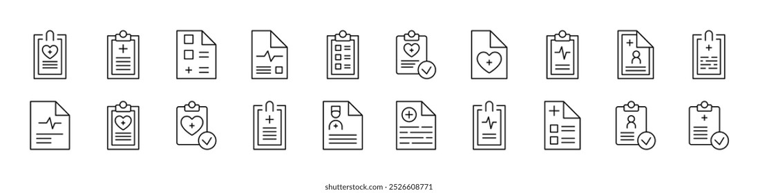Medical Prescription Collection of Thin Icons. Editable Stroke. Suitable for Web Sites, Books, Cards, Apps