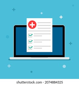 Medical prescription digital document pc online report. Prescription document medical health icon form
