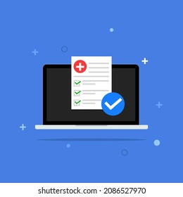 Medical prescription digital document pc online report. Prescription document medical health icon form