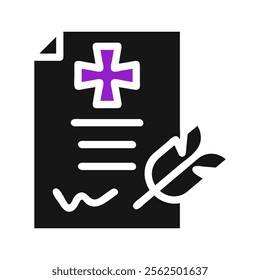 Medical prescription document icon. Concept of healthcare, medicine, and treatment.