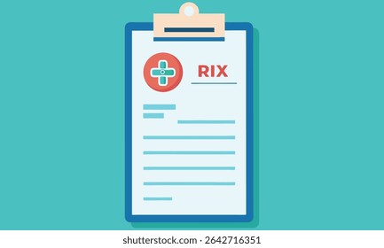 Ilustração de prancheta de formulário de prescrição médica