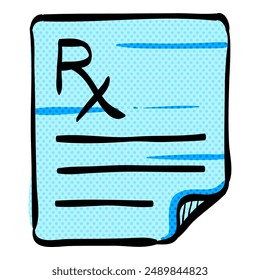 Medical prescription halftone icon hand drawn color vector illustration