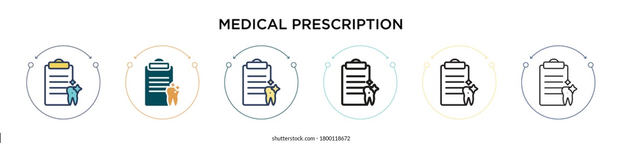 Medical prescription icon in filled, thin line, outline and stroke style. Vector illustration of two colored and black medical prescription vector icons designs can be used for mobile, ui, web