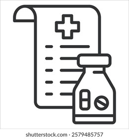 Medical Prescription Icon Lineal Style. Vector Illustration Graphic Design