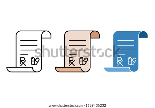 Medical\
prescription icon. Medicine doctor health care. Flat style\
illustration. Isolated on white\
background.