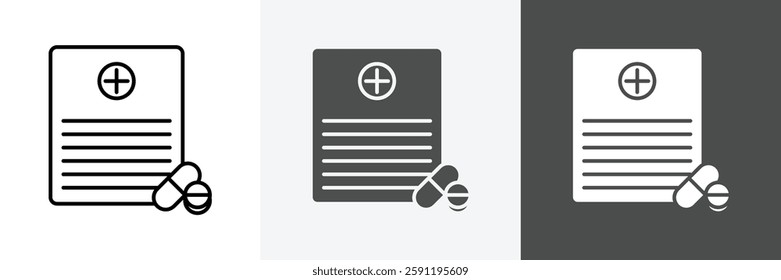 Medical prescription icon set vector art