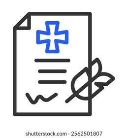 Medical prescription icon with signature. Concept of healthcare, medicine, and treatment.