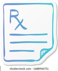 Medical prescription icon in sticker color style. Medicine doctor healthcare
