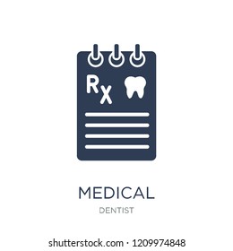 Medical prescription icon. Trendy flat vector Medical prescription icon on white background from Dentist collection, vector illustration can be use for web and mobile, eps10