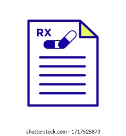 Medical prescription icon vector on white background