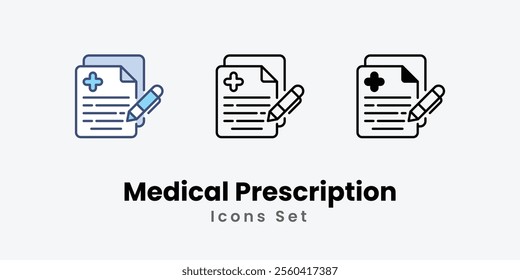 Medical Prescription icons in different style vector stock