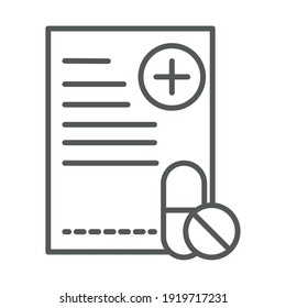 medical prescription medicine treatment vector illustration line icon white background