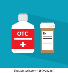 Medical Prescription And Over The Counter Drugs Concept- Vector Illustration- Vector Illustration