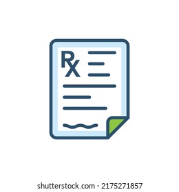 Medical Prescription Pad Icon In Flat Style. Rx Form Vector Illustration On Isolated Background. Doctor Document Sign Business Concept.