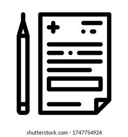 medical prescription and pencil icon vector. medical prescription and pencil sign. isolated contour symbol illustration