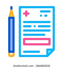 medical prescription and pencil icon vector. medical prescription and pencil sign. color symbol illustration