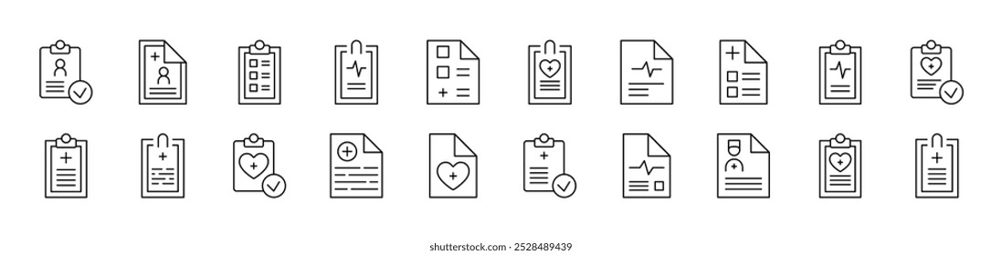 Medical Prescription Related Line Icons for Web Sites, Books, Cards, Apps. Editable Stroke. Suitable for Web Sites, Books, Cards, Apps