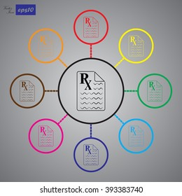 Medical prescription Rx icon. 