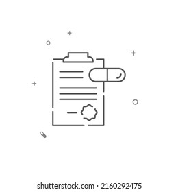 Medical prescription simple vector line icon. Symbol, pictogram, sign isolated on white background. Editable stroke. Adjust line weight.