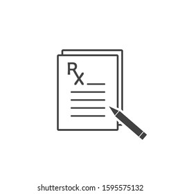 Medical prescription vector icon. Doctor's appointment on white isolated background.