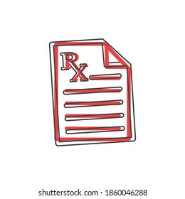 Medical prescription vector icon. Doctor's appointment cartoon style on white isolated background.